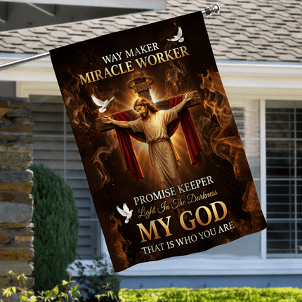 Way Maker Miracle Worker Promise Keeper My God Jesus Cross Flag
