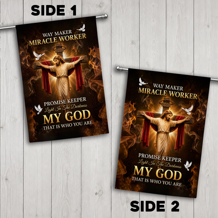 SP-01 Trust in God Christian Flag Way Maker Miracle Worker Veterans Day