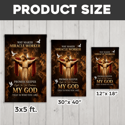 Way Maker Miracle Worker Promise Keeper My God Jesus Cross Flag
