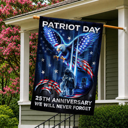 Patriot Day 25th Anniversary Neon Eagle Firefighter Twin Towers Flag