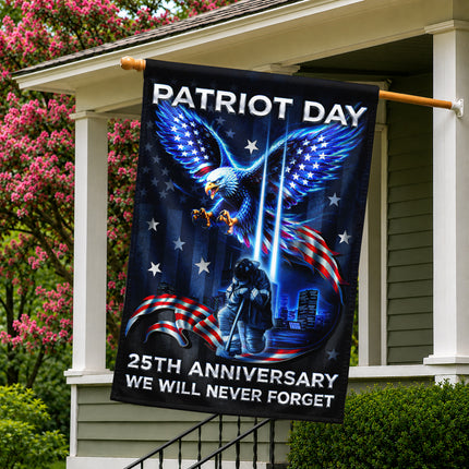 Patriot Day 25th Anniversary Neon Eagle Firefighter Twin Towers Flag