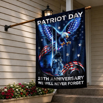 Patriot Day 25th Anniversary Neon Eagle Firefighter Twin Towers Flag