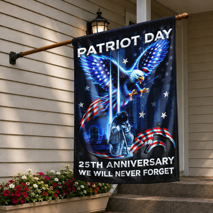Patriot Day 25th Anniversary Neon Eagle Firefighter Twin Towers Flag