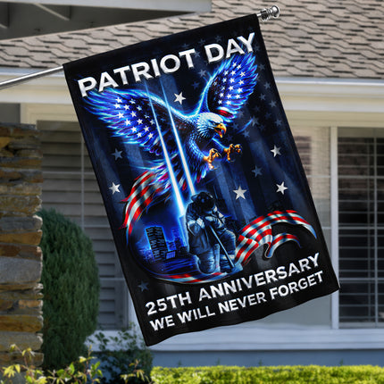 Patriot Day 25th Anniversary Neon Eagle Firefighter Twin Towers Flag
