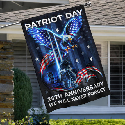 Patriot Day 25th Anniversary Neon Eagle Firefighter Twin Towers Flag