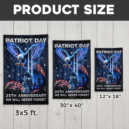 Patriot Day 25th Anniversary Neon Eagle Firefighter Twin Towers Flag