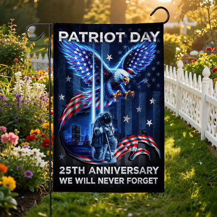 Patriot Day 25th Anniversary Neon Eagle Firefighter Twin Towers Flag