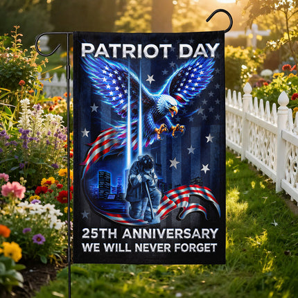 Patriot Day 25th Anniversary Neon Eagle Firefighter Twin Towers Flag