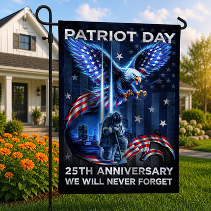Patriot Day 25th Anniversary Neon Eagle Firefighter Twin Towers Flag