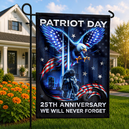 Patriot Day 25th Anniversary Neon Eagle Firefighter Twin Towers Flag
