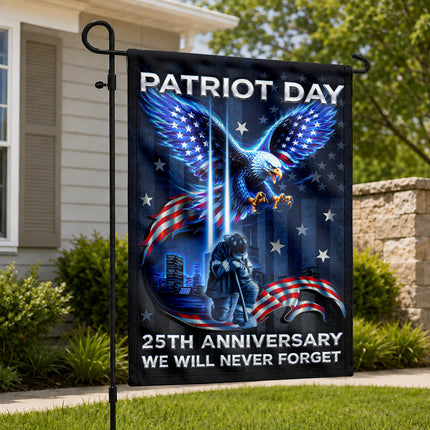 Patriot Day 25th Anniversary Neon Eagle Firefighter Twin Towers Flag