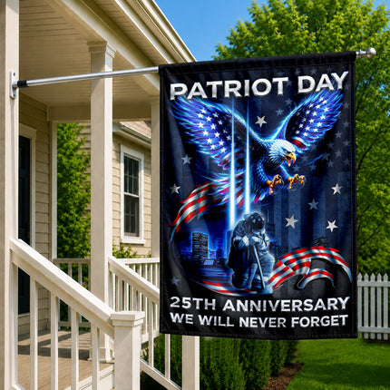 Patriot Day 25th Anniversary Neon Eagle Firefighter Twin Towers Flag