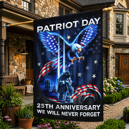 Patriot Day 25th Anniversary Neon Eagle Firefighter Twin Towers Flag