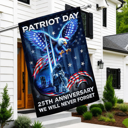 Patriot Day 25th Anniversary Neon Eagle Firefighter Twin Towers Flag
