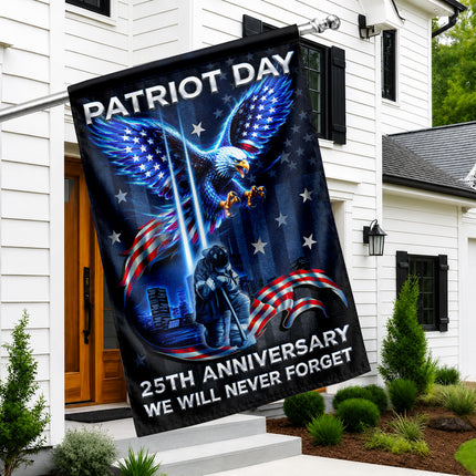 Patriot Day 25th Anniversary Neon Eagle Firefighter Twin Towers Flag