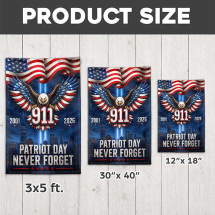 Patriot Day 25th Anniversary 911 Never Forget Flag