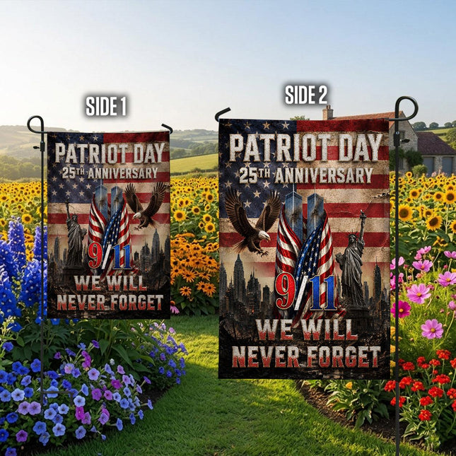 Patriot Day 25th Anniversary Vintage Liberty Eagle Twin Towers Flag
