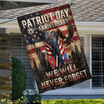 Patriot Day 25th Anniversary Vintage Liberty Eagle Twin Towers Flag