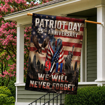 Patriot Day 25th Anniversary Vintage Liberty Eagle Twin Towers Flag