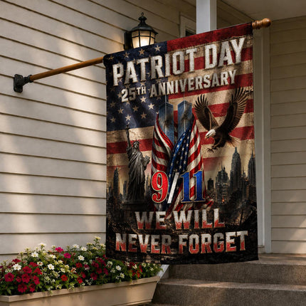 Patriot Day 25th Anniversary Vintage Liberty Eagle Twin Towers Flag