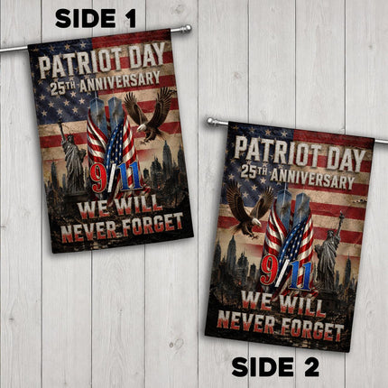 Patriot Day 25th Anniversary Vintage Liberty Eagle Twin Towers Flag