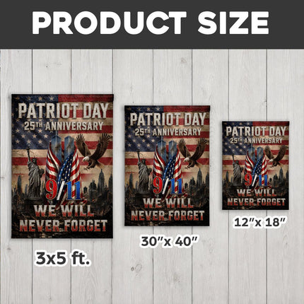 Patriot Day 25th Anniversary Vintage Liberty Eagle Twin Towers Flag
