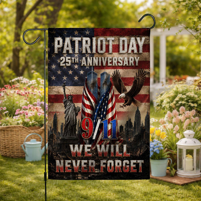Patriot Day 25th Anniversary Vintage Liberty Eagle Twin Towers Flag