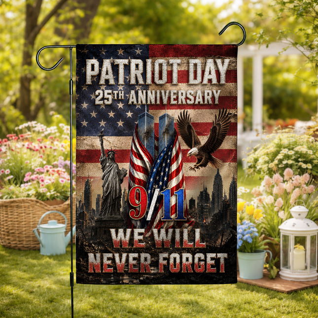 Patriot Day 25th Anniversary Vintage Liberty Eagle Twin Towers Flag