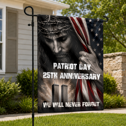 Patriot Day 25th Anniversary Jesus Twin Towers Tribute Flag