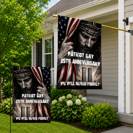 Patriot Day 25th Anniversary Jesus Twin Towers Tribute Flag
