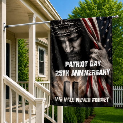 Patriot Day 25th Anniversary Jesus Twin Towers Tribute Flag