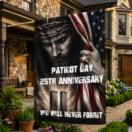 Patriot Day 25th Anniversary Jesus Twin Towers Tribute Flag