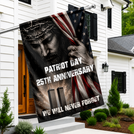 Patriot Day 25th Anniversary Jesus Twin Towers Tribute Flag
