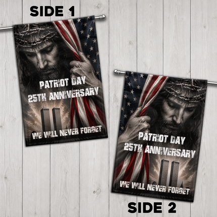 Patriot Day 25th Anniversary Jesus Twin Towers Tribute Flag