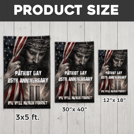 Patriot Day 25th Anniversary Jesus Twin Towers Tribute Flag