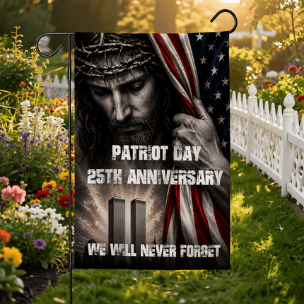 Patriot Day 25th Anniversary Jesus Twin Towers Tribute Flag