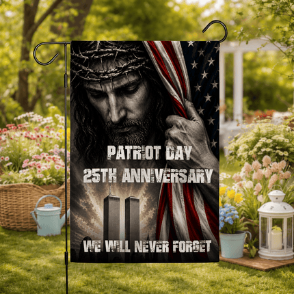Patriot Day 25th Anniversary Jesus Twin Towers Tribute Flag