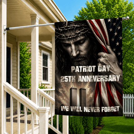 Patriot Day 25th Anniversary Jesus Twin Towers Tribute Flag
