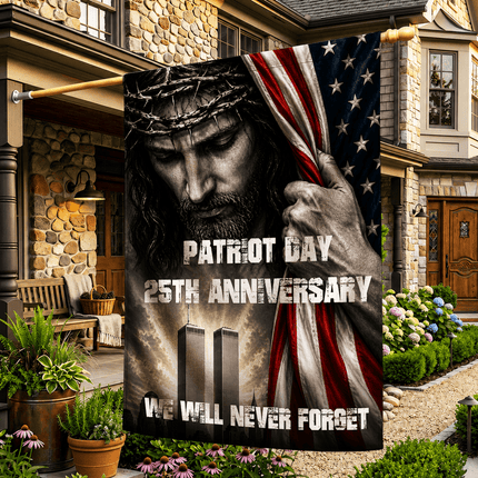 Patriot Day 25th Anniversary Jesus Twin Towers Tribute Flag