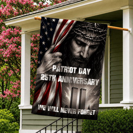 Patriot Day 25th Anniversary Jesus Twin Towers Tribute Flag