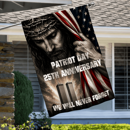 Patriot Day 25th Anniversary Jesus Twin Towers Tribute Flag