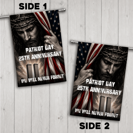 Patriot Day 25th Anniversary Jesus Twin Towers Tribute Flag