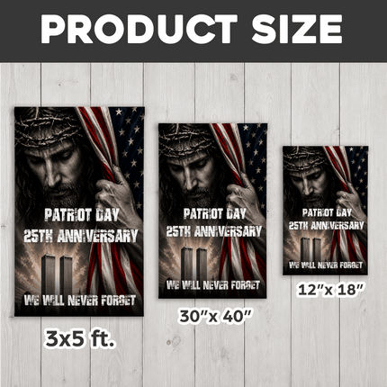 Patriot Day 25th Anniversary Jesus Twin Towers Tribute Flag