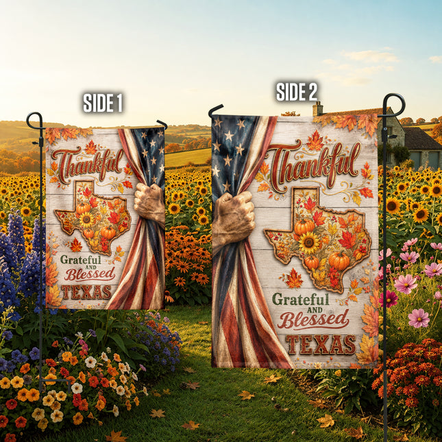 Texas Thankful Grateful Blessed Pumpkin Autumn Pride Flag