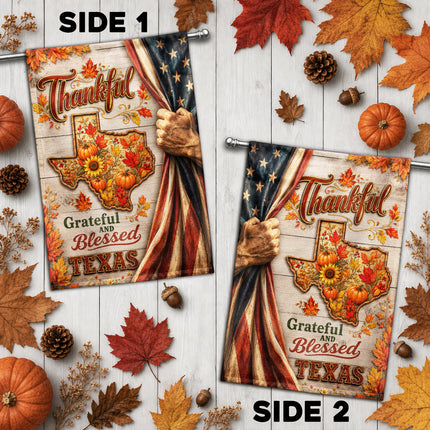 Texas Thankful Grateful Blessed Pumpkin Autumn Pride Flag