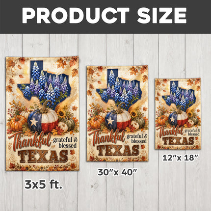 Texas Thankful Grateful Blessed Fall Pumpkin Garden Flag