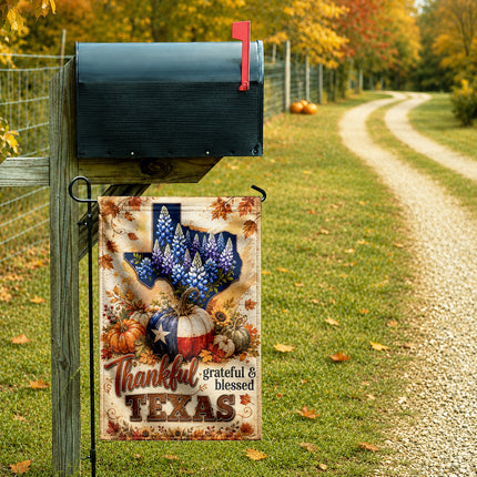 Texas Thankful Grateful Blessed Fall Pumpkin Garden Flag
