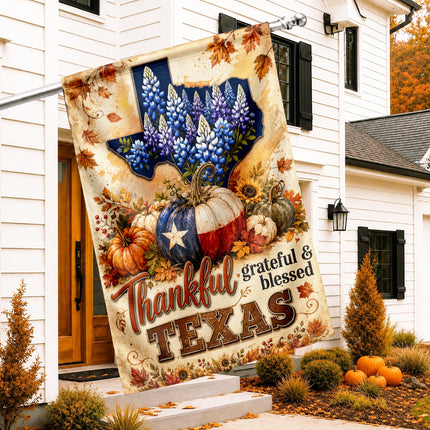 Texas Thankful Grateful Blessed Fall Pumpkin Garden Flag