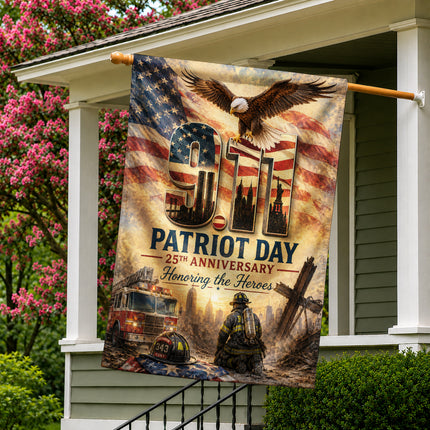 Patriot Day 25th Anniversary Thin Red Line Firefighter 343 Tribute Flag