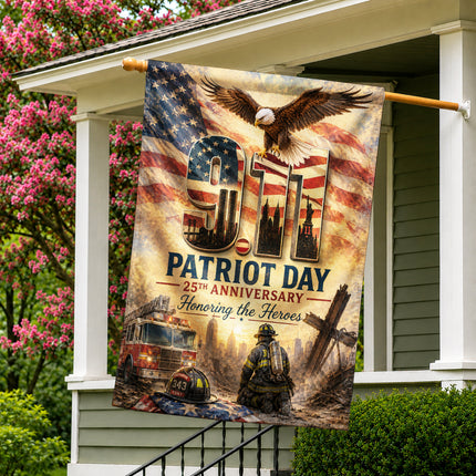 Patriot Day 25th Anniversary Thin Red Line Firefighter 343 Tribute Flag